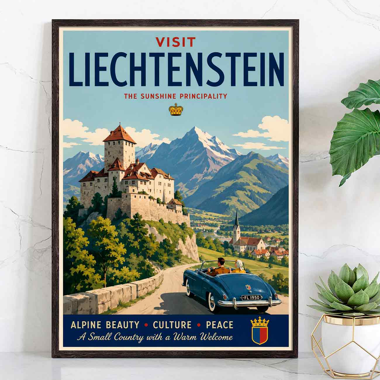 Juliste matkailu Liechtenstein 1 LÖ 40×55 50x70aaa