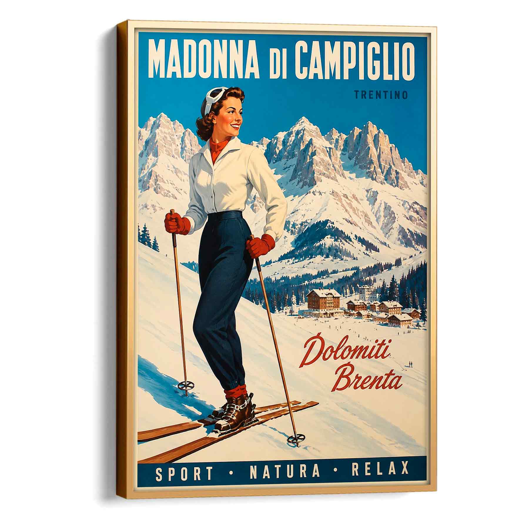 Juliste matkailu Madonna di Campiglio LÖ 50×70 70×100-3aa