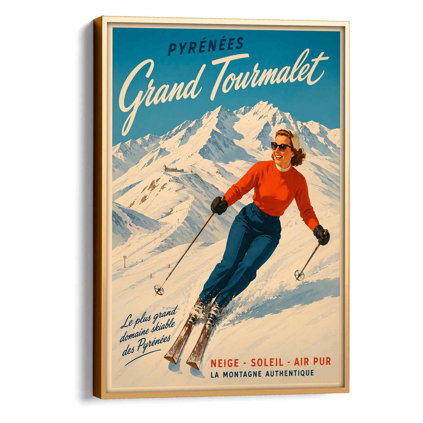 Juliste matkailu Pyreneet Grand Tourmalet 3 LÖ 40×55 50x70aa