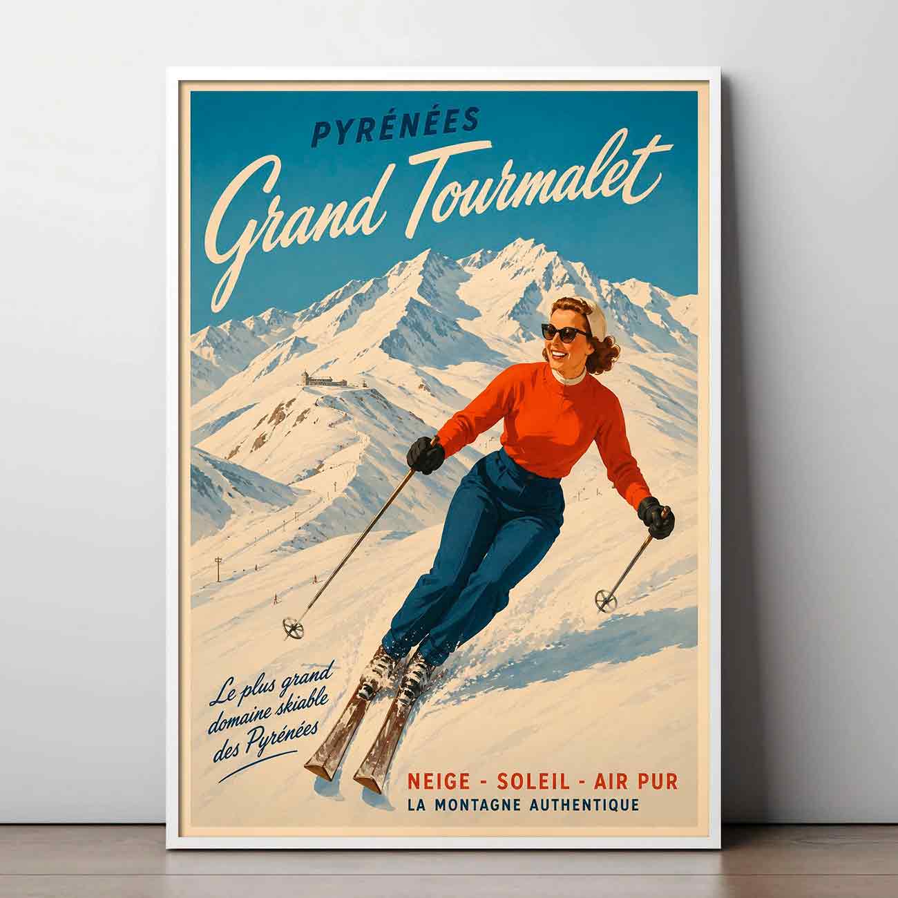 Juliste matkailu Pyreneet Grand Tourmalet 3 LÖ 40×55 50x70aaaa