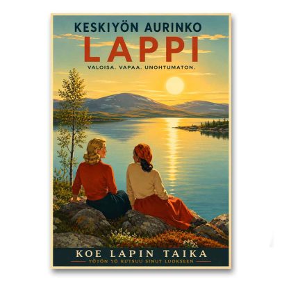 Juliste Lappi keskiyön aurinko - koe Lapin taika