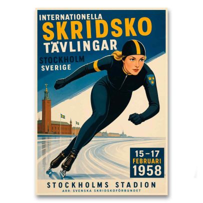 Juliste Internationella Skridsko Tävlingar Stockholm 1958