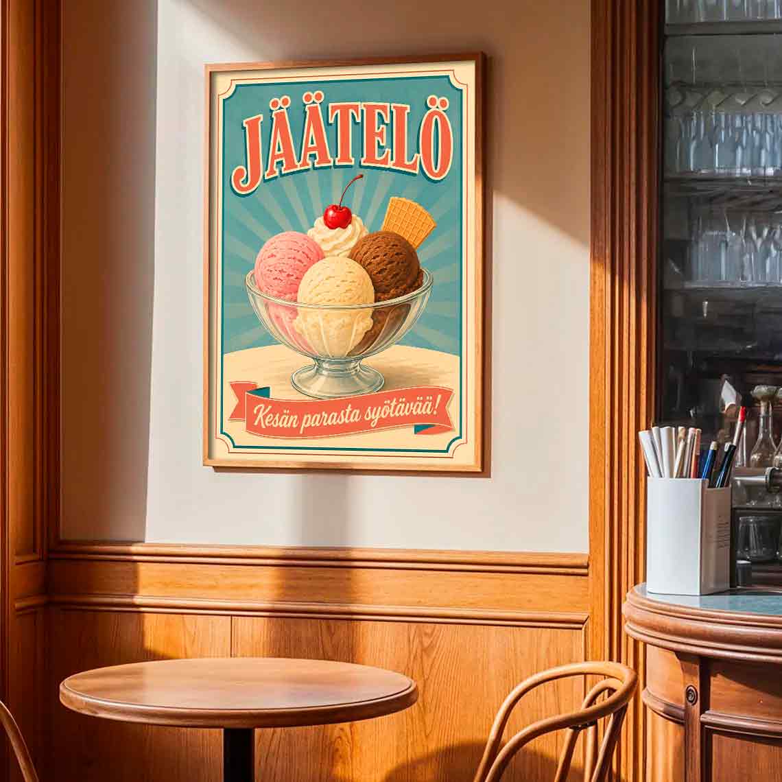 Juliste retro Jäätelö LÖ 50×70 70×100-3aaa