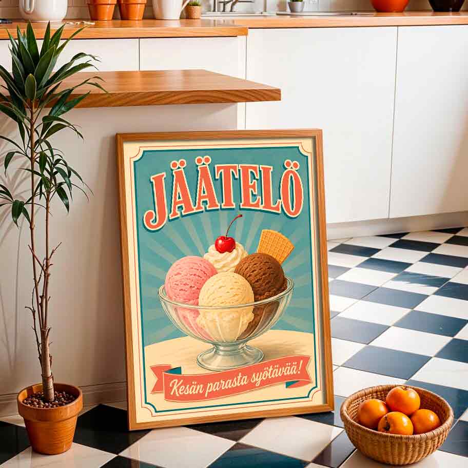 Juliste retro Jäätelö LÖ 50×70 70×100-3aaaa