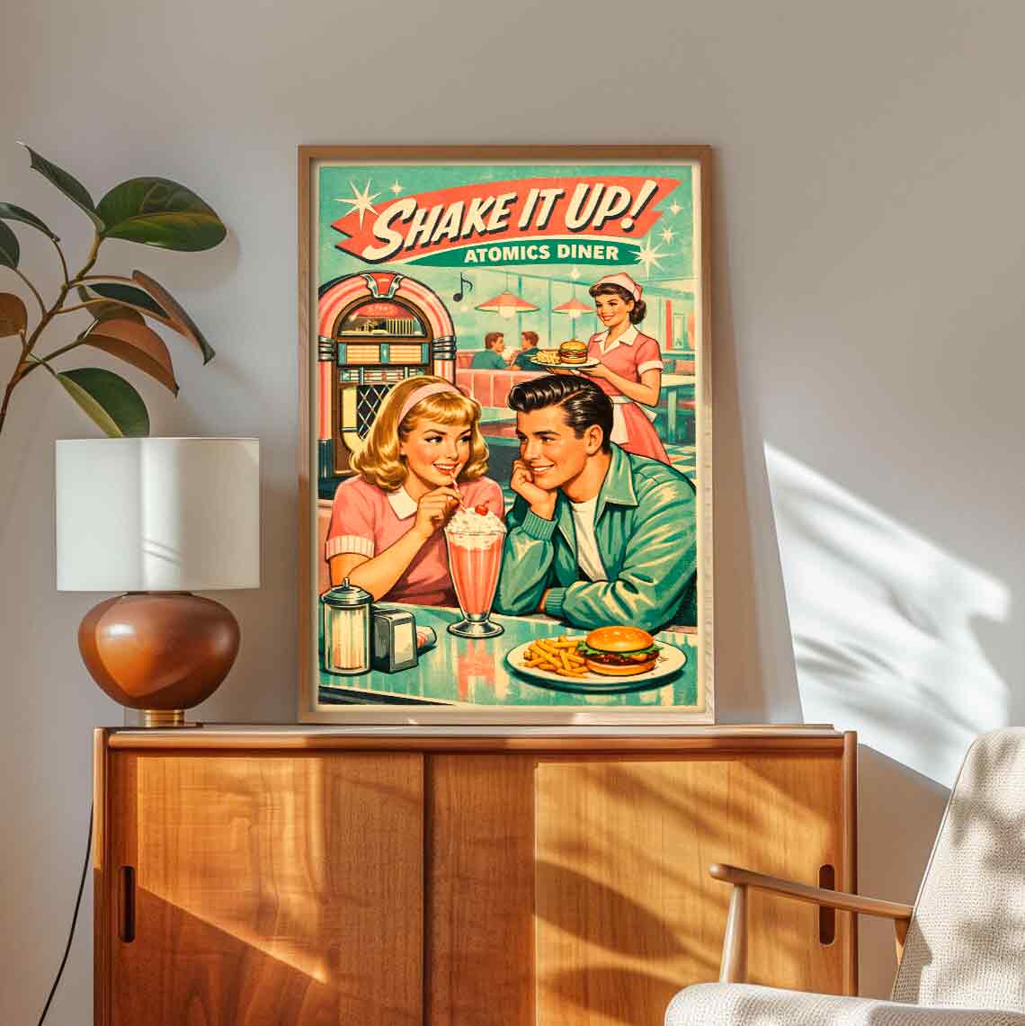 Juliste retro hampurilaisravintola 1 LÖ 50×75 70×105-1aaa