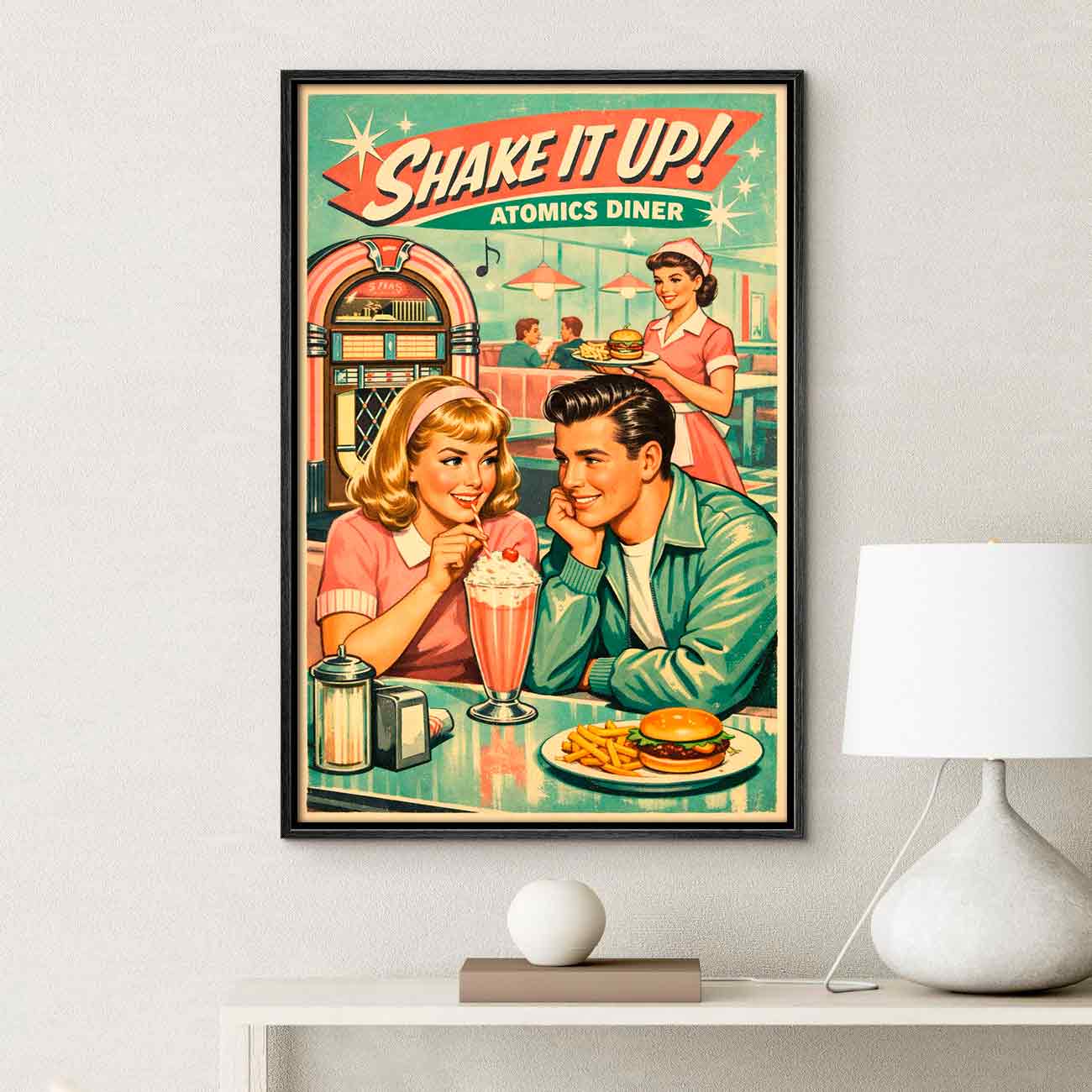 Juliste retro hampurilaisravintola 1 LÖ 50×75 70×105-1aaaa