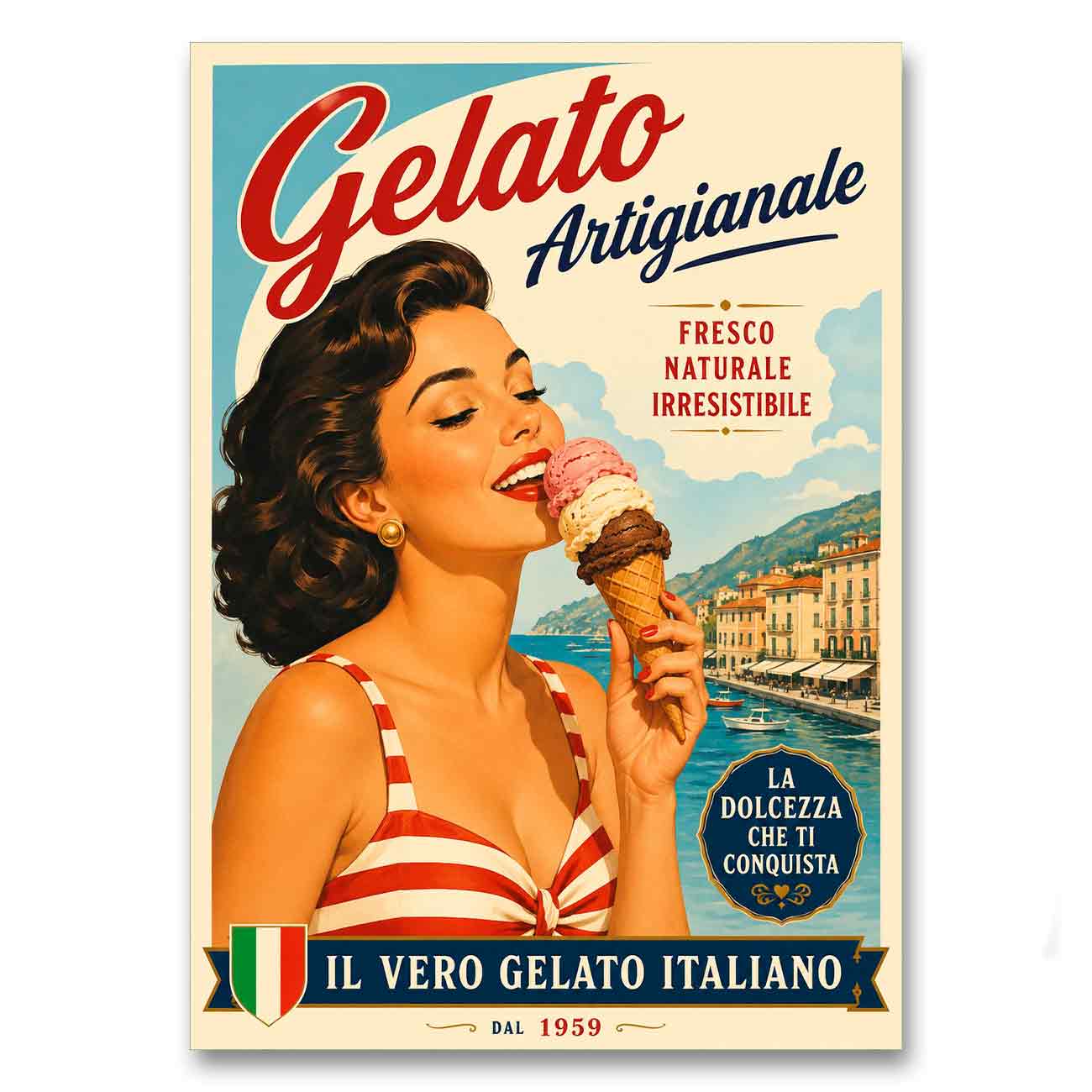 Juliste ruoka Italia jäätelöt LÖ 50×70 70×100-1a