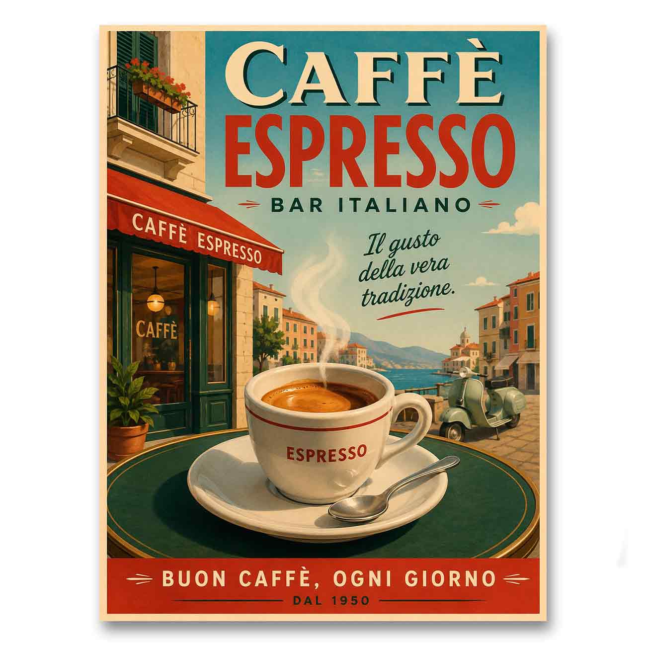 Juliste ruoka ja juomat Caffe Espresso LÖ 40×55 50×70-2a