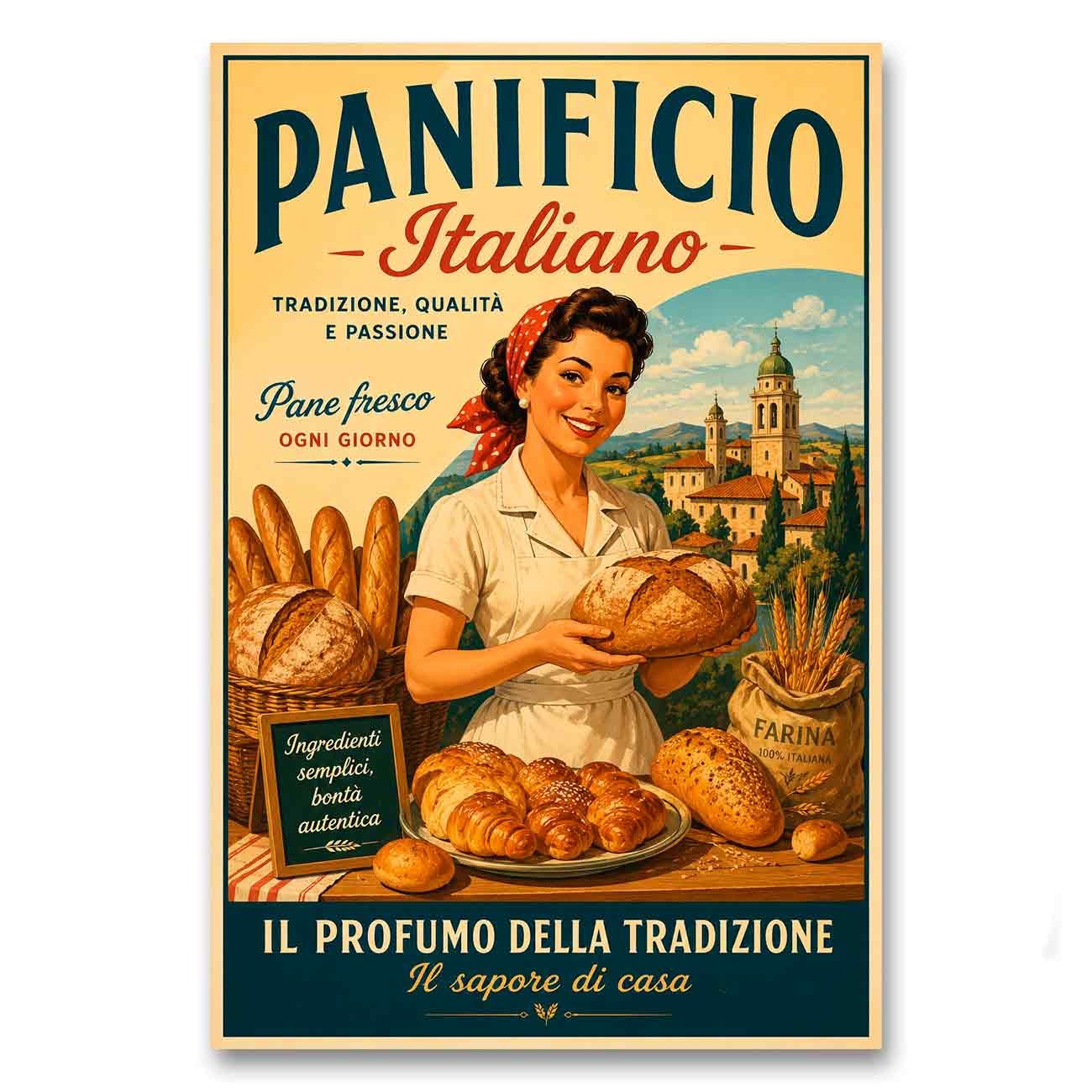 Juliste ruoka ja juomat italia leipomo LÖ 40×60 50×75-1a