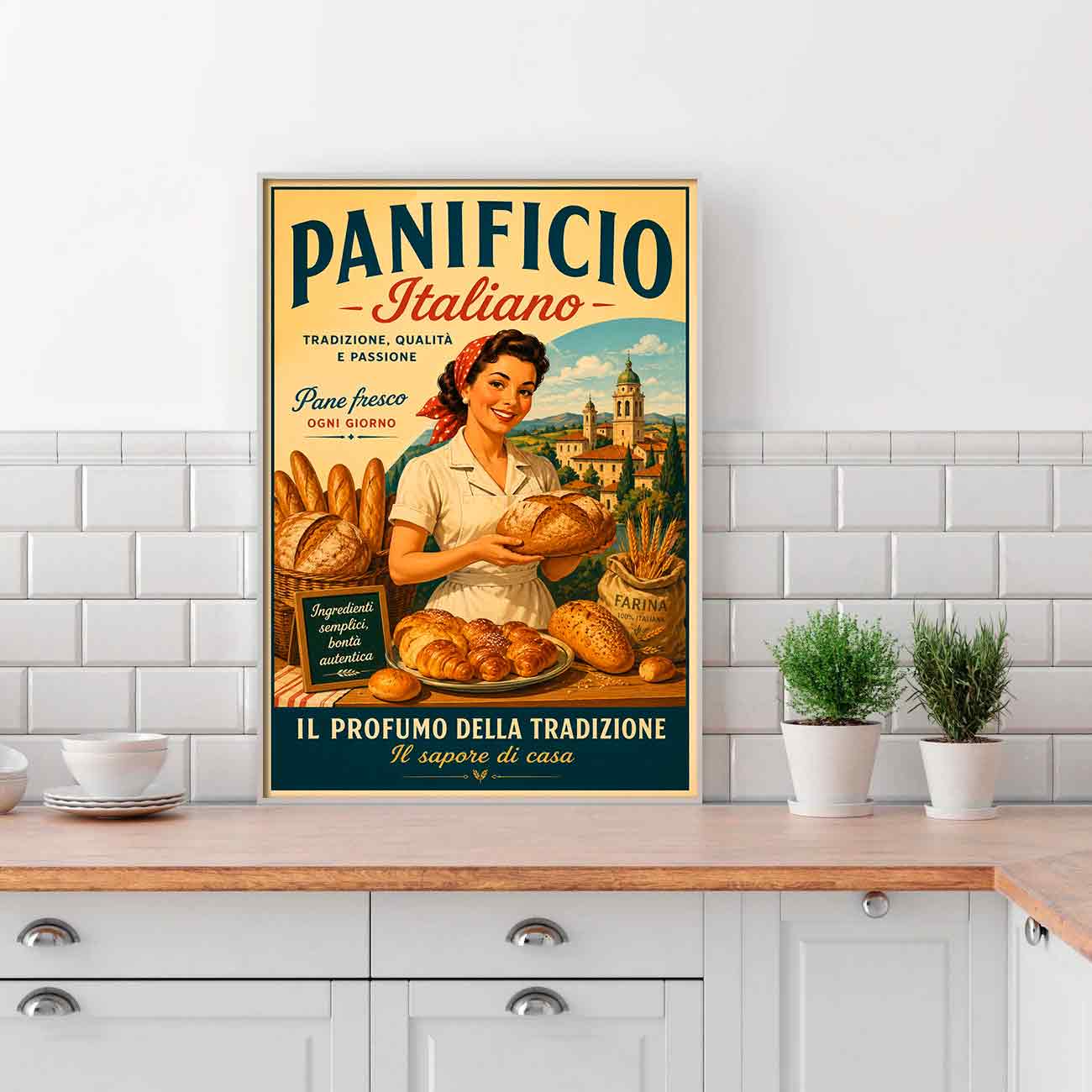 Juliste ruoka ja juomat italia leipomo LÖ 40×60 50×75-1aaa