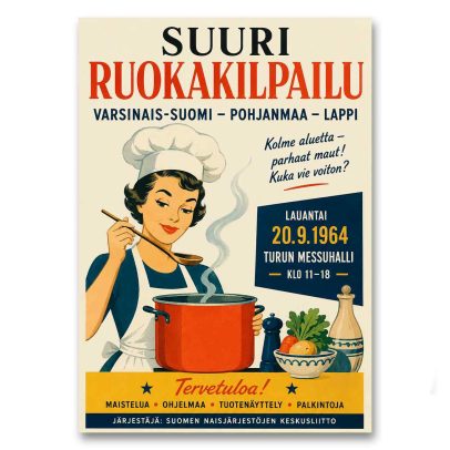 Juliste Ruokakilpailu Pohjanmaa Varsinais-Suomi Lappi 1964