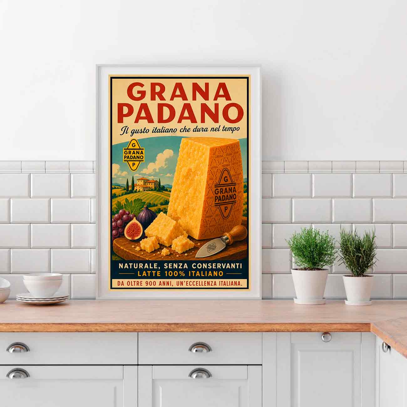 Juliste ruoka juomat juustot grana padano LÖ 40×60 50×75-3aaa