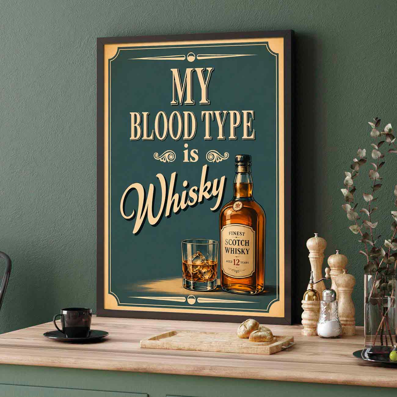 Juliste ruoka juomat my blood type is LÖ 40×55 50×70-1aa
