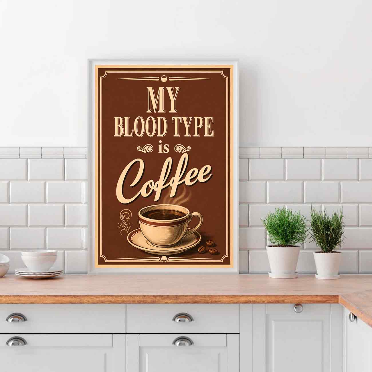Juliste ruoka juomat my blood type is LÖ 40×55 50×70-3aaa