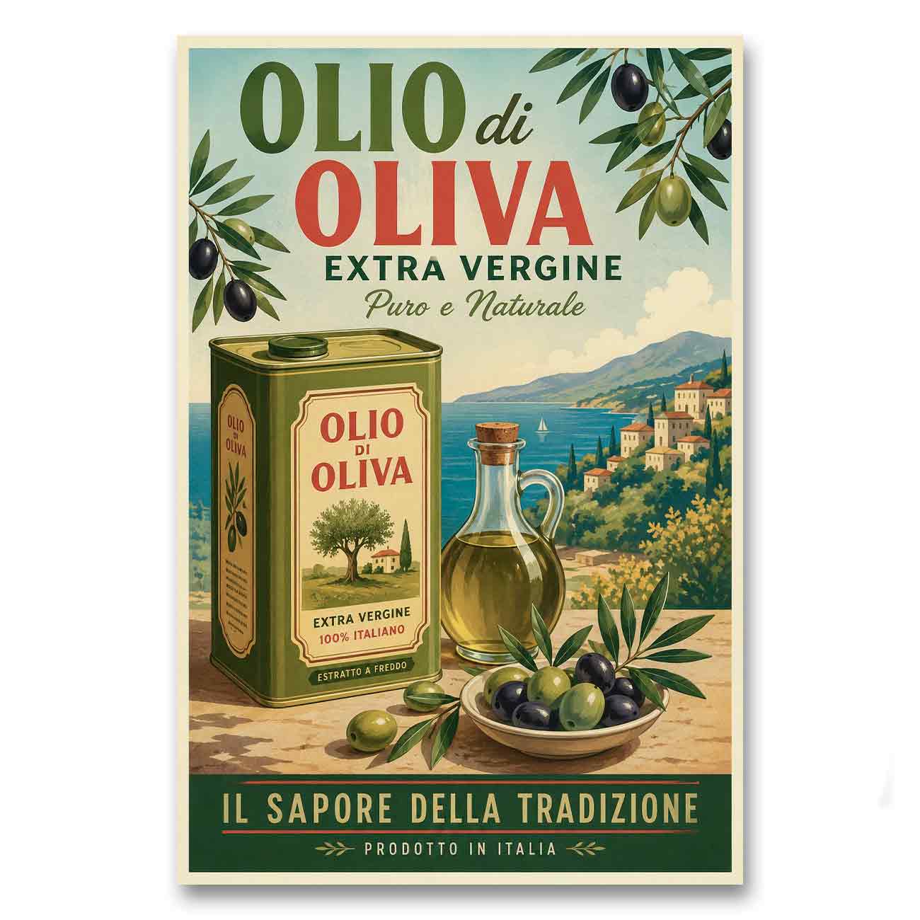 Juliste ruoka juomat oliiviöljy LÖ 40×60 50×75-2a