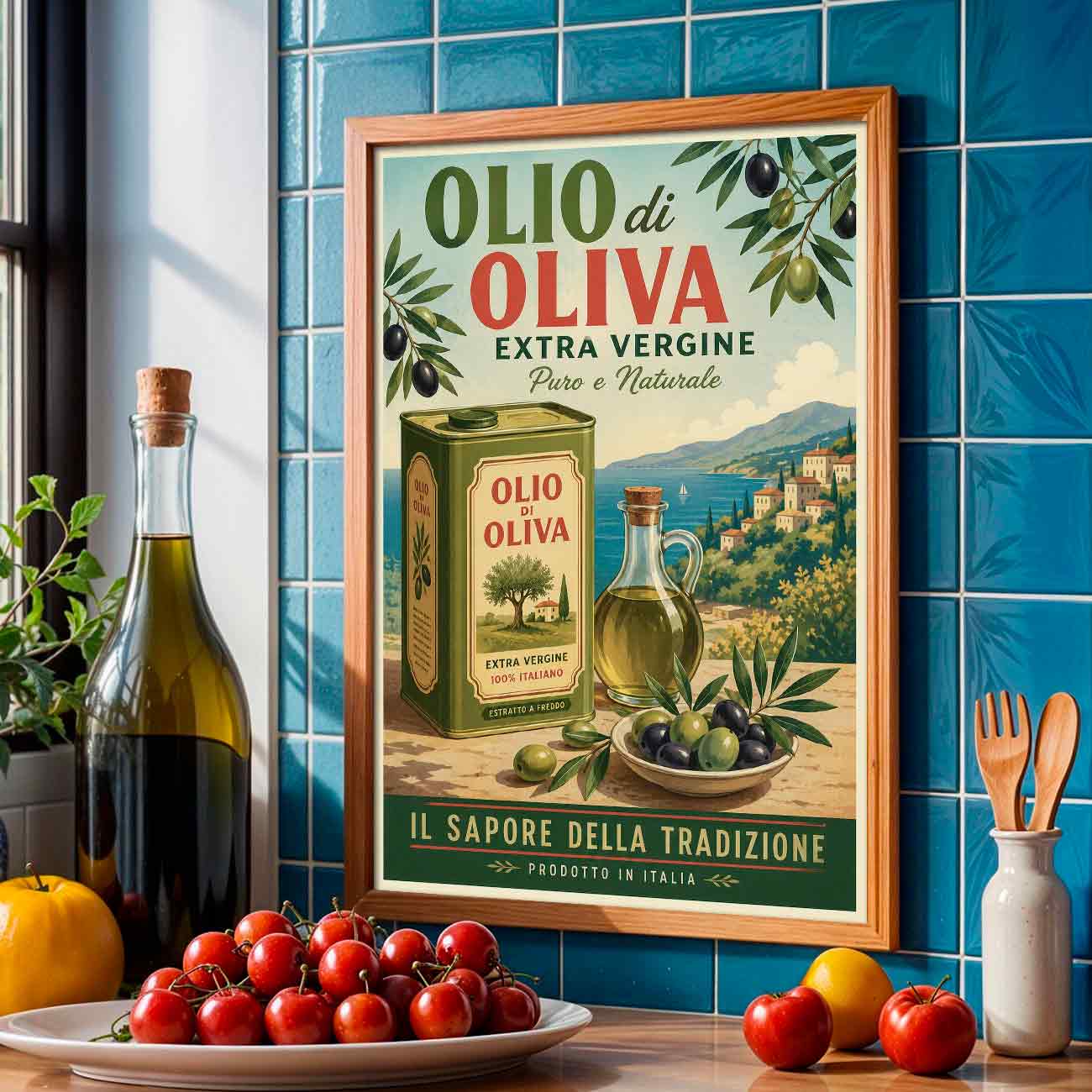Juliste ruoka juomat oliiviöljy LÖ 40×60 50×75-2aaa