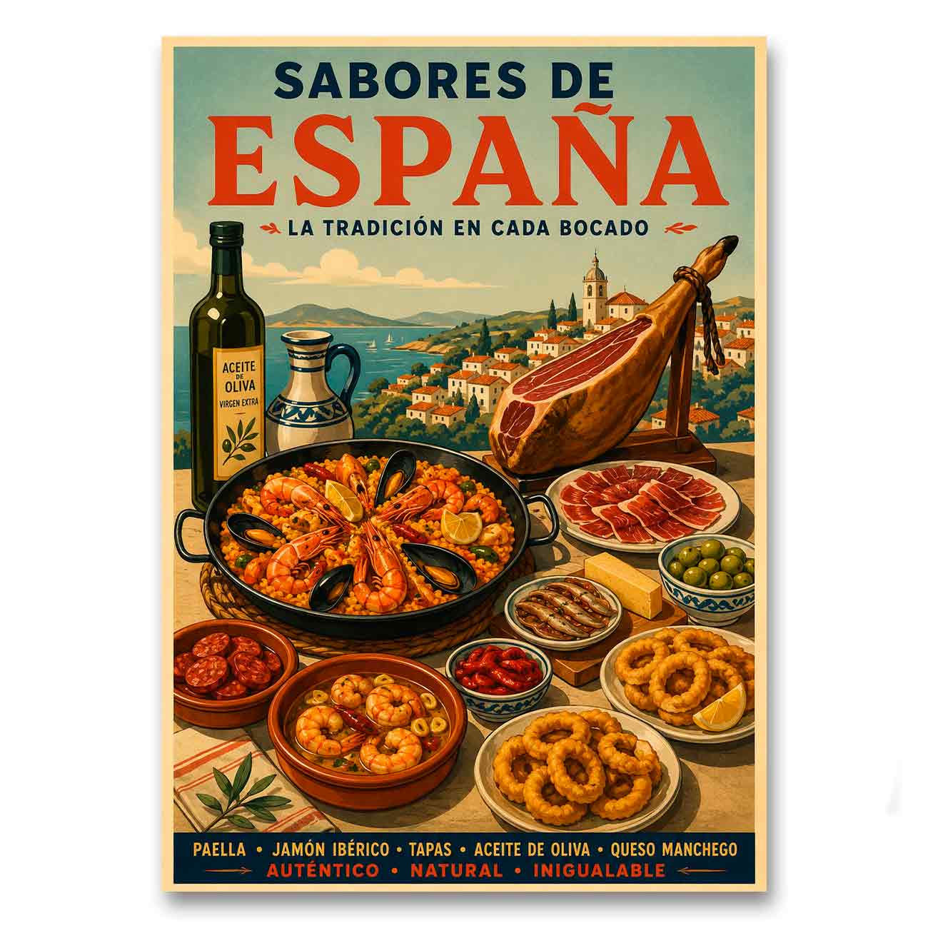Juliste ruoka perinne Espanja LÖ 40×55 50x70a