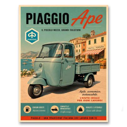 Juliste Piaggio Ape - Il piccolo mezzo, grandi soluzioni
