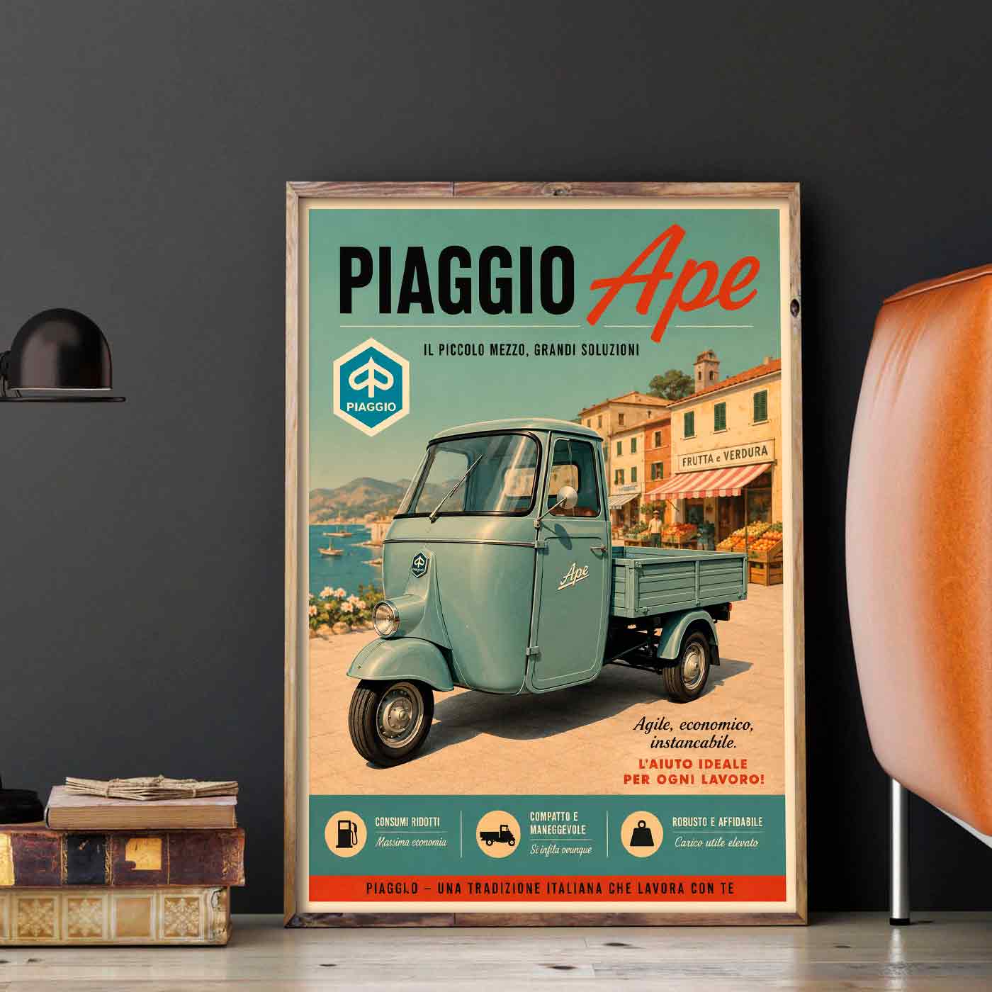Juliste skootterit Piaggio Ape 1 LÖ 50x70aaa