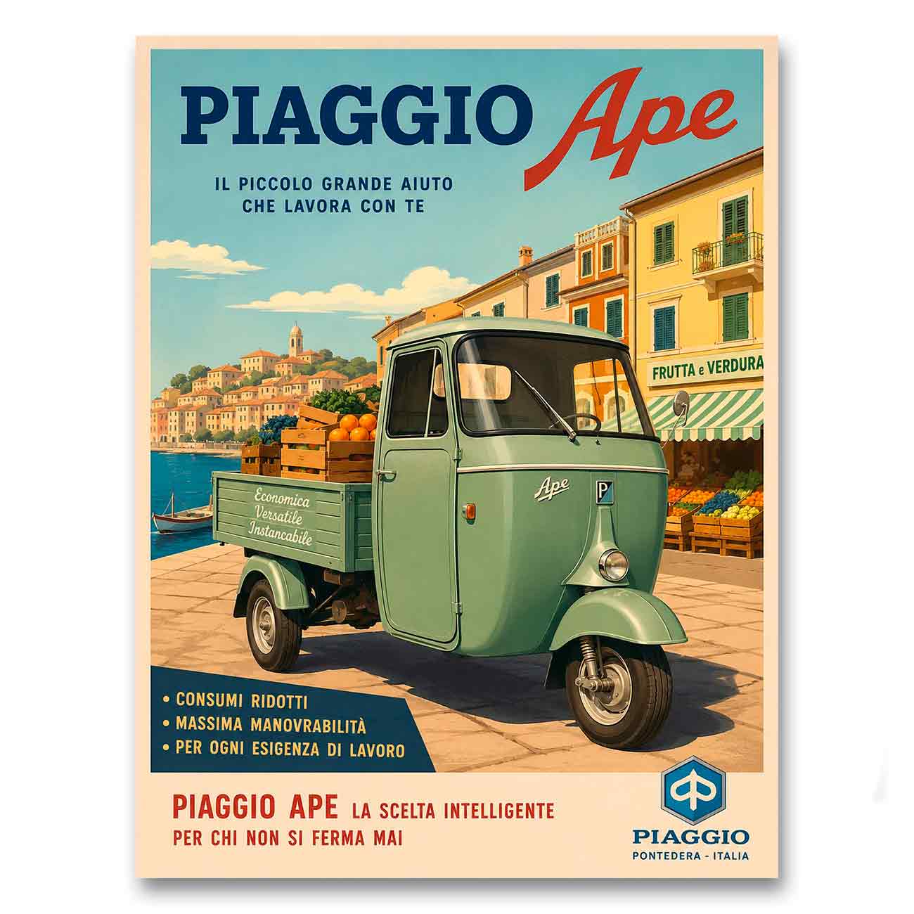 Juliste skootterit Piaggio Ape 2 LÖ 50x70a