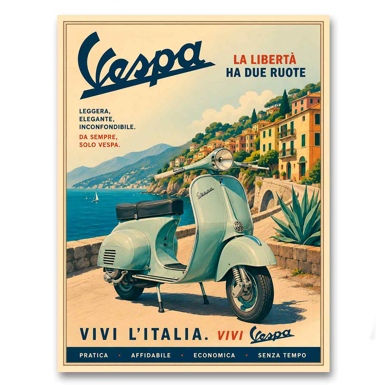 Juliste skootterit Vespa 3 LÖ 50x70a