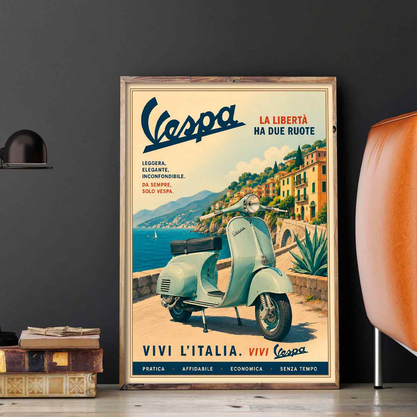 Juliste skootterit Vespa 3 LÖ 50x70aaa