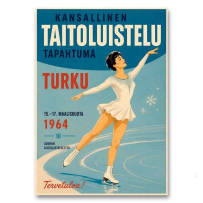 Juliste Kansallinen taitoluistelutapahtuma Turku 1964