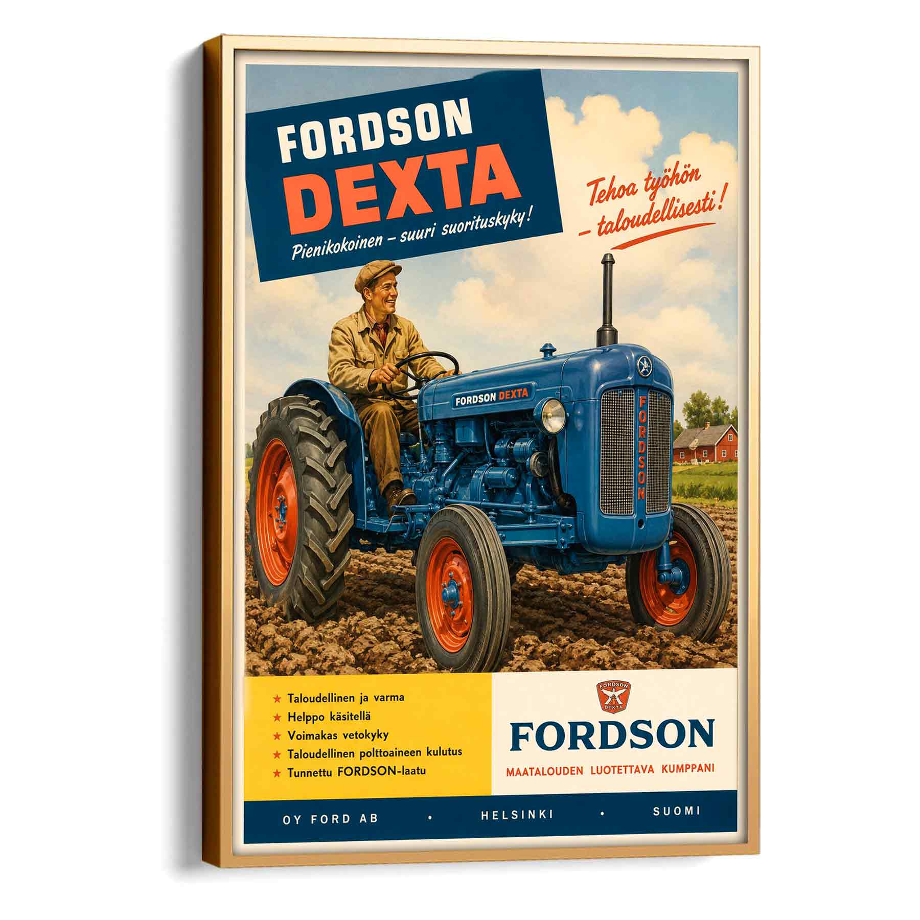 Juliste traktorit Fordson Dexta LÖ 40×55 50×70-2aa