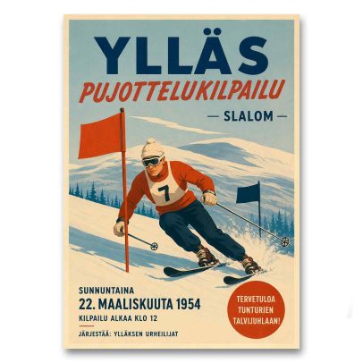 Juliste Pujottelukilpailu Ylläs 1954