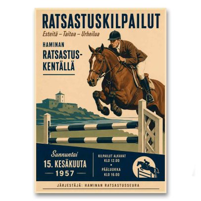 Juliste Ratsastuskilpailut Hamina 1957