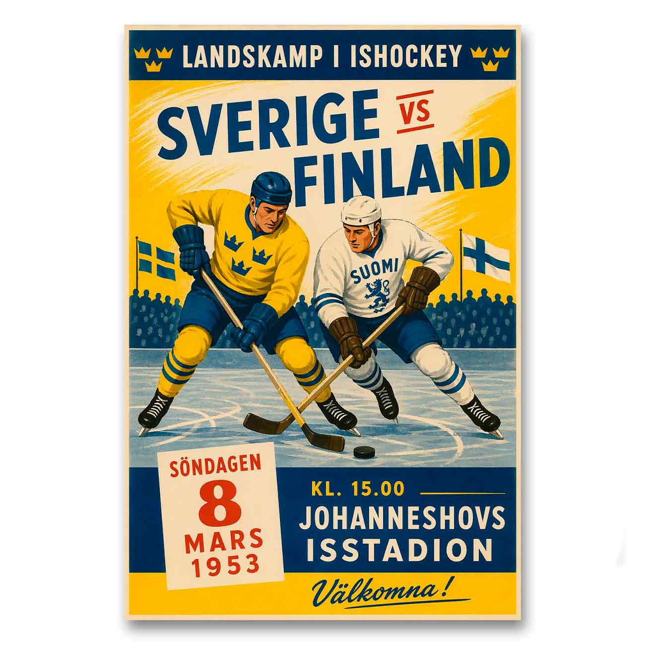 Juliste urheilu jääkiekko 1953 LÖ 50×75 70x105a