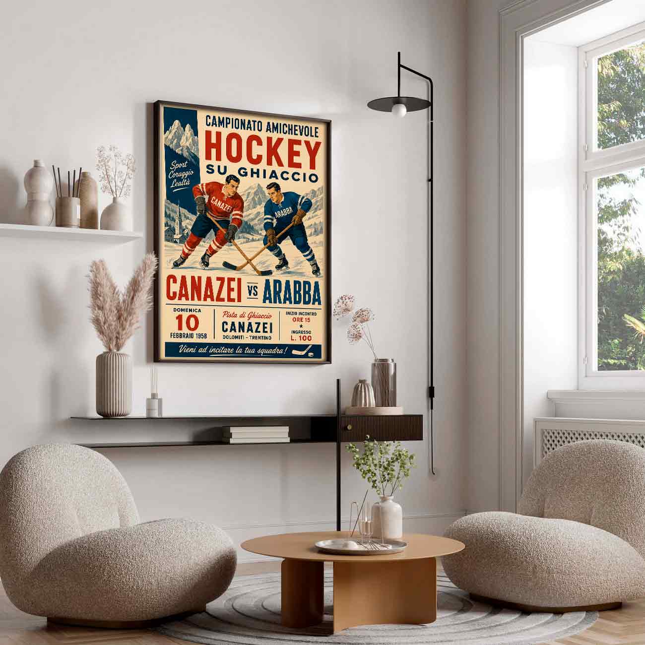 Juliste urheilu jääkiekko Italia Canazei Arabba LÖ 50×70 70x100aaaa
