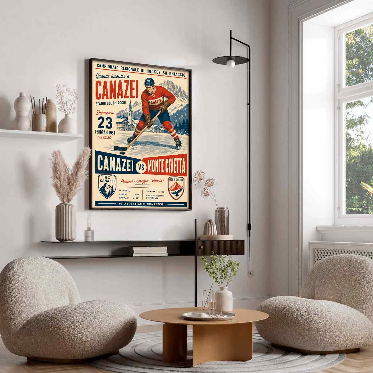 Juliste urheilu jääkiekko Italia Canazei Monte Civetta LÖ 50×70 70x100aaaa