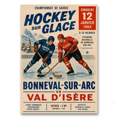 Juliste Bonneval-sur-Arc vs Val D´Isère Hockey sur Glace 1964