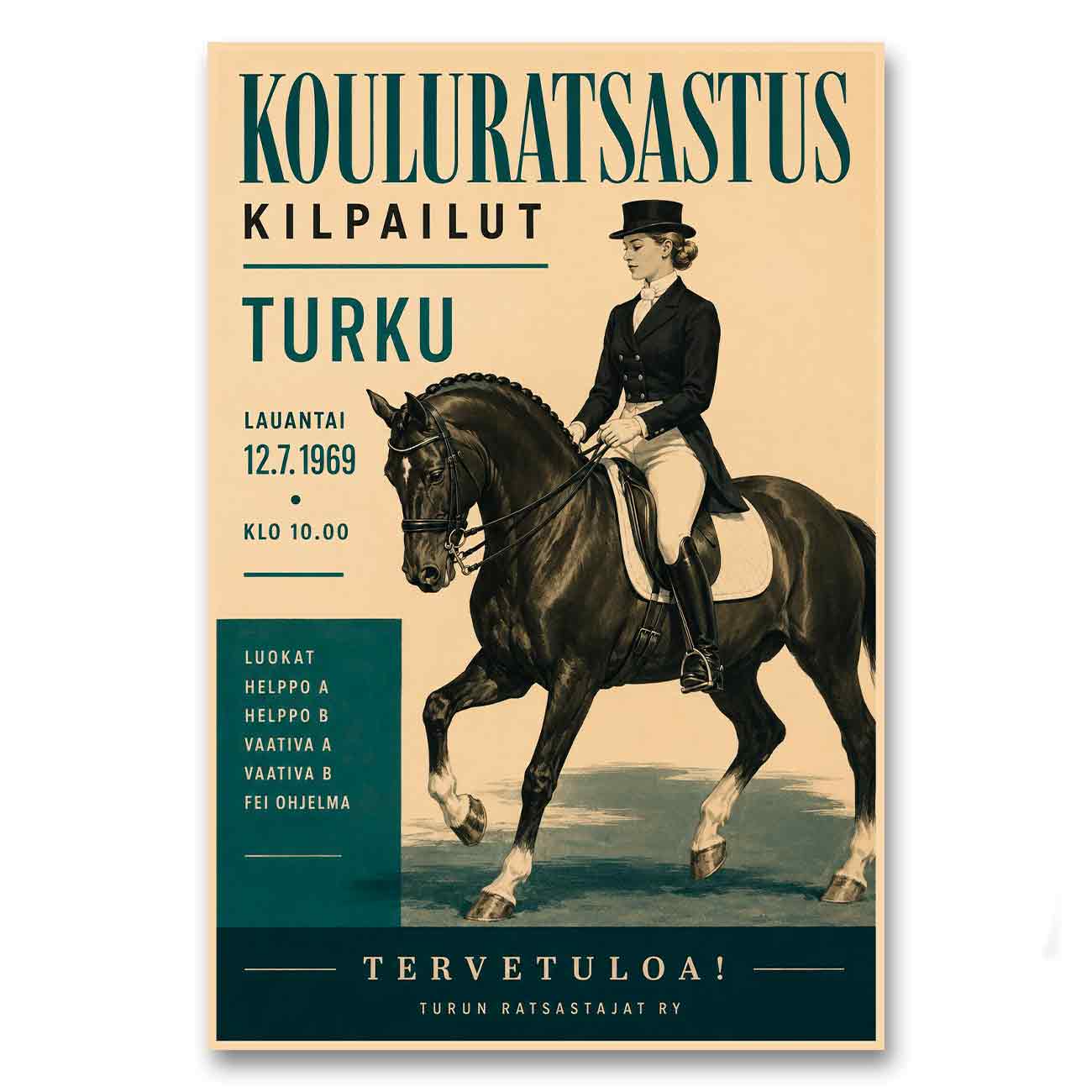 Juliste urheilu kouluratsastus Turku LÖ 50×75 70x105a