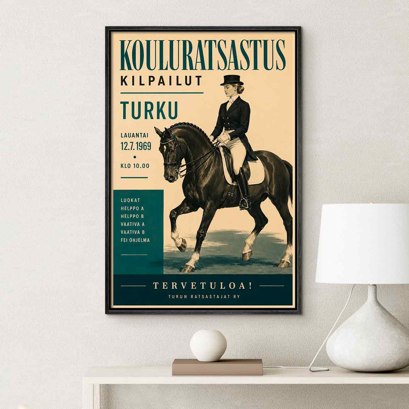 Juliste urheilu kouluratsastus Turku LÖ 50×75 70x105aa