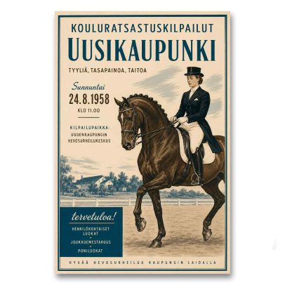 Juliste Kouluratsastuskilpailut Uusikaupunki 1958