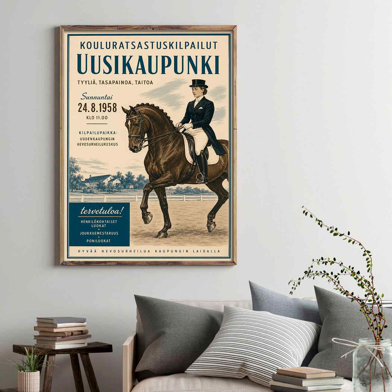Juliste urheilu kouluratsastus Uusikaupunki 1 LÖ 50×75 70x105aaa