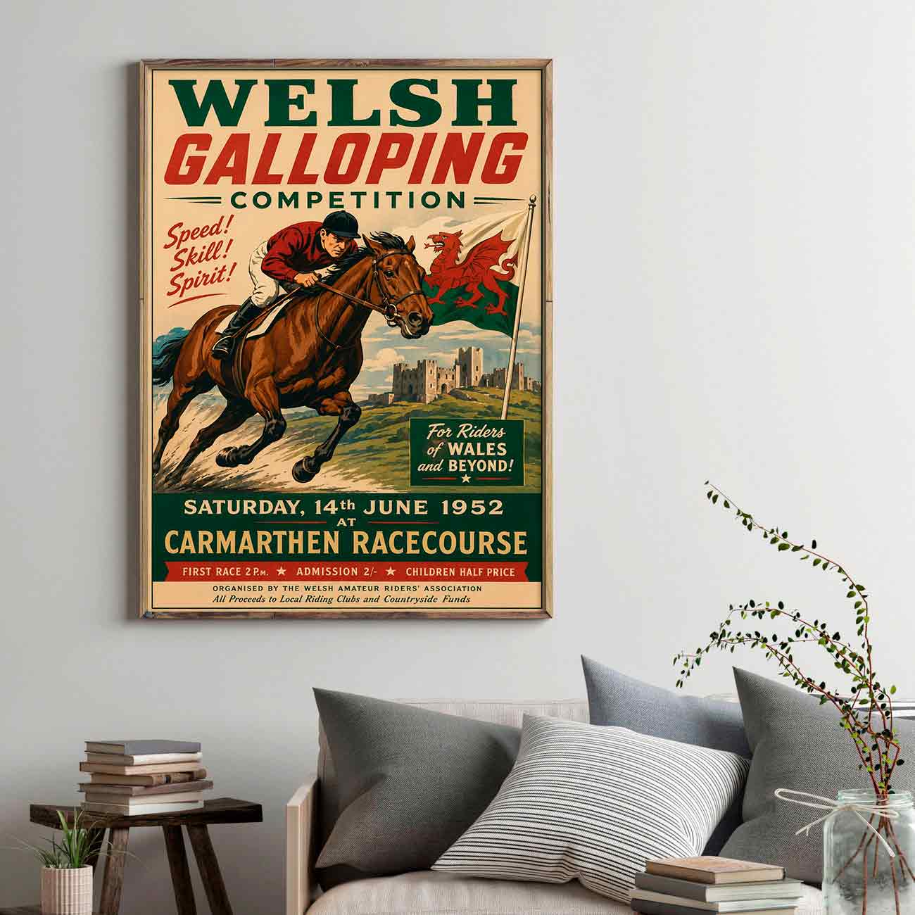 Juliste urheilu laukkakisat Wales 1 LÖ 50×75 70x105aaa