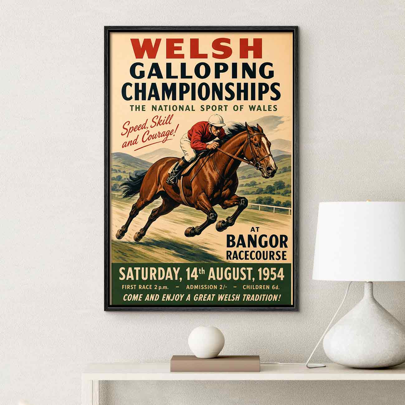 Juliste urheilu laukkakisat Wales 3 LÖ 50×75 70x105aa