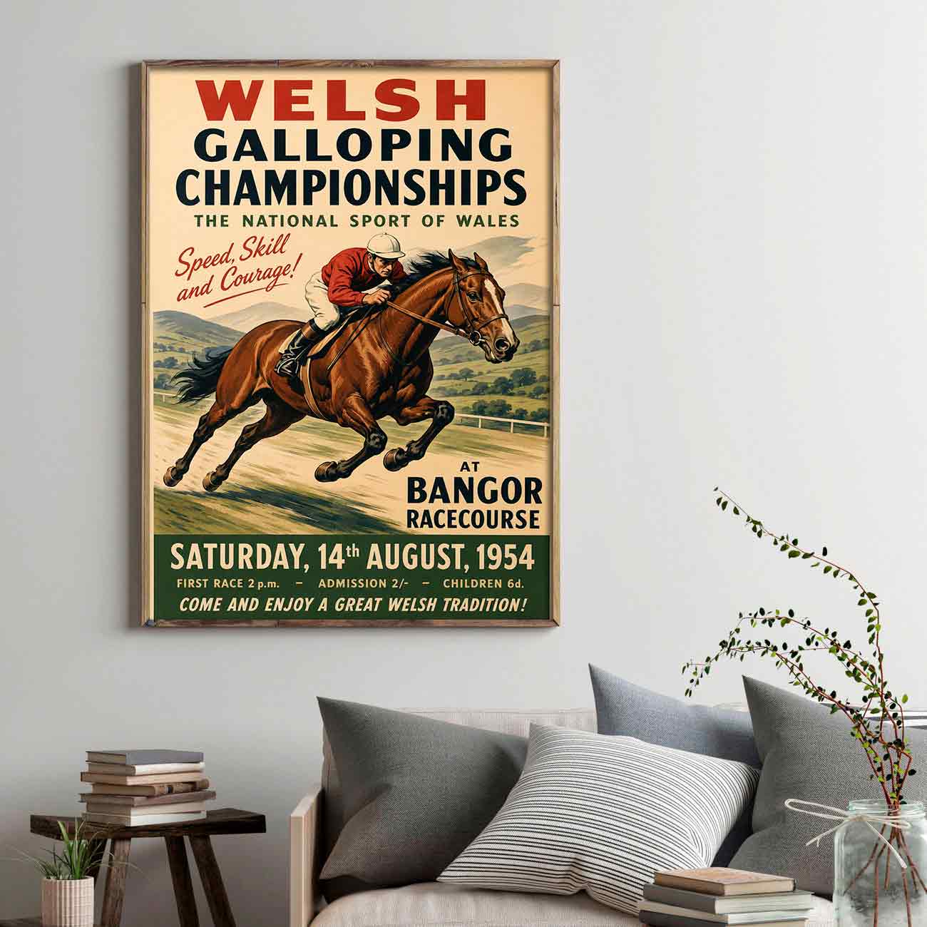 Juliste urheilu laukkakisat Wales 3 LÖ 50×75 70x105aaa