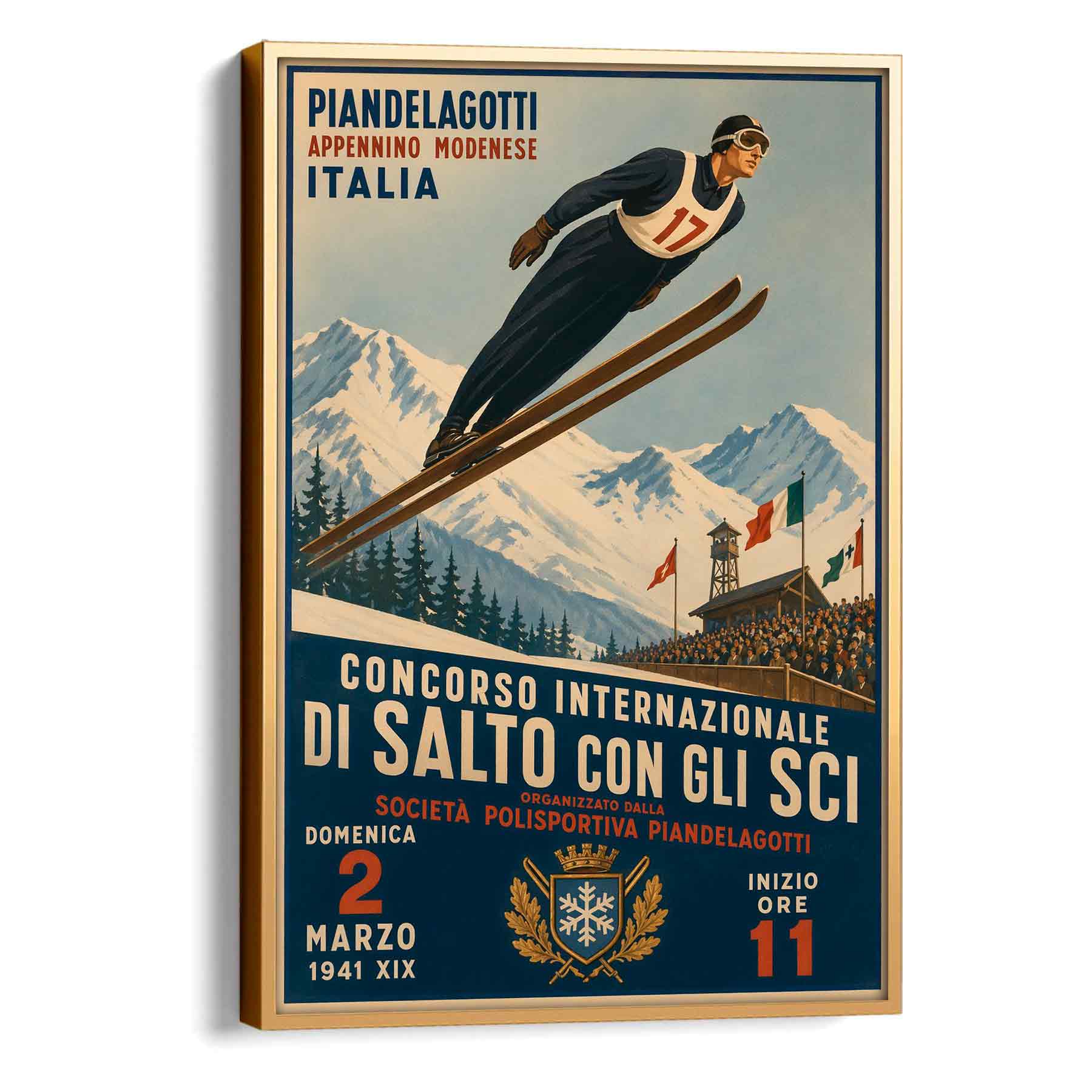 Juliste urheilu mäkihyppy Italia LÖ 50×75 70x105aa