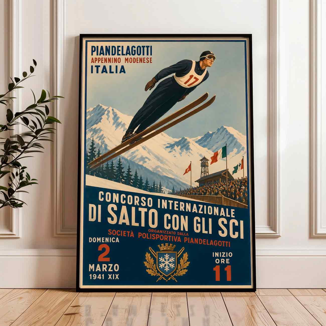 Juliste urheilu mäkihyppy Italia LÖ 50×75 70x105aaa