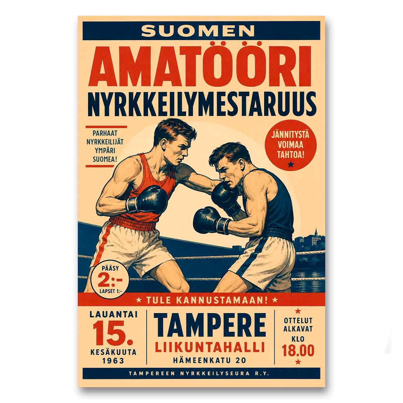 Juliste urheilu nyrkkeily tampere LÖ 40×60 50x75a