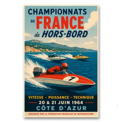 Juliste Championnats de France de Hors-Bord Côte de Azur
