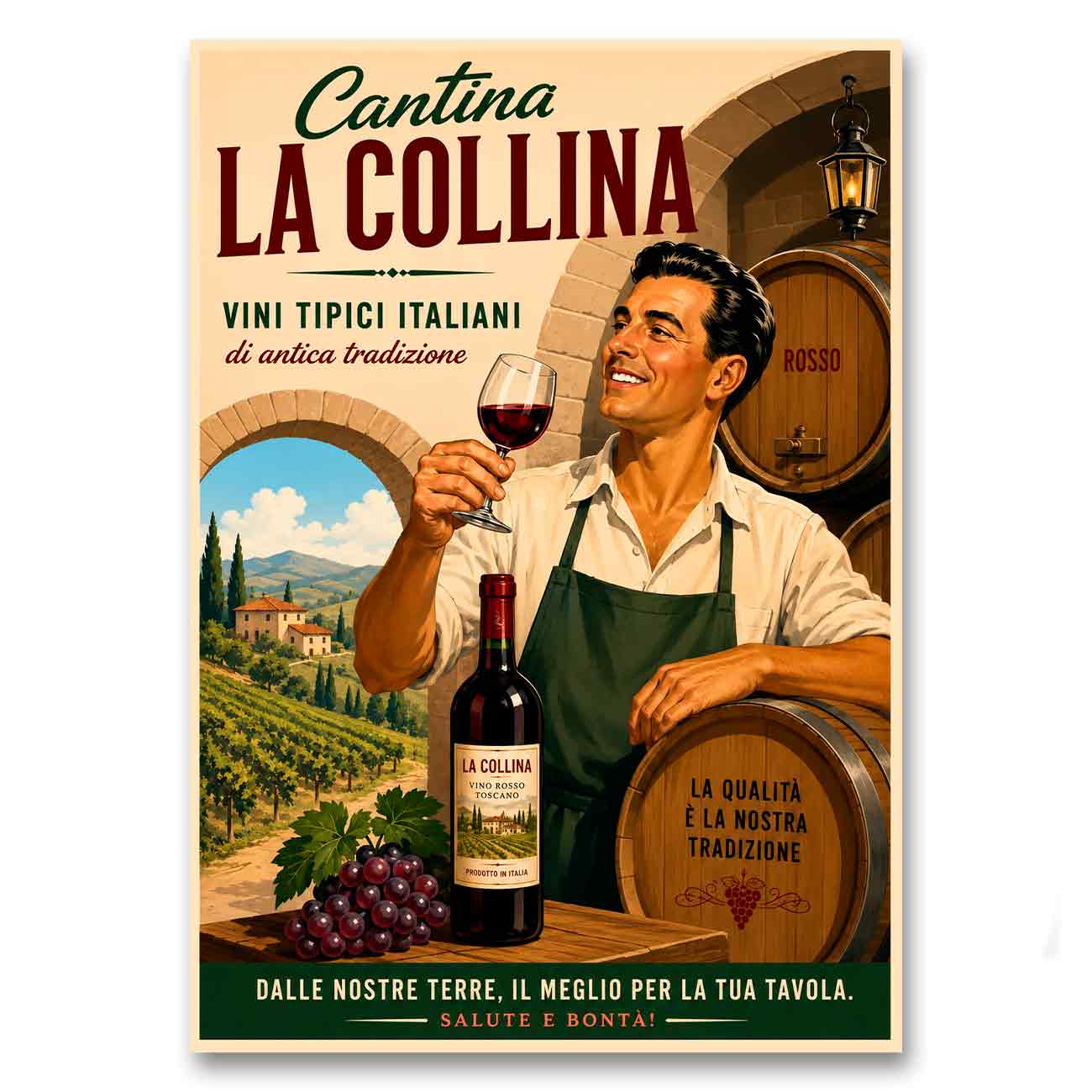 Juliste viini Cantina la collina LÖ 40×55 50x70a