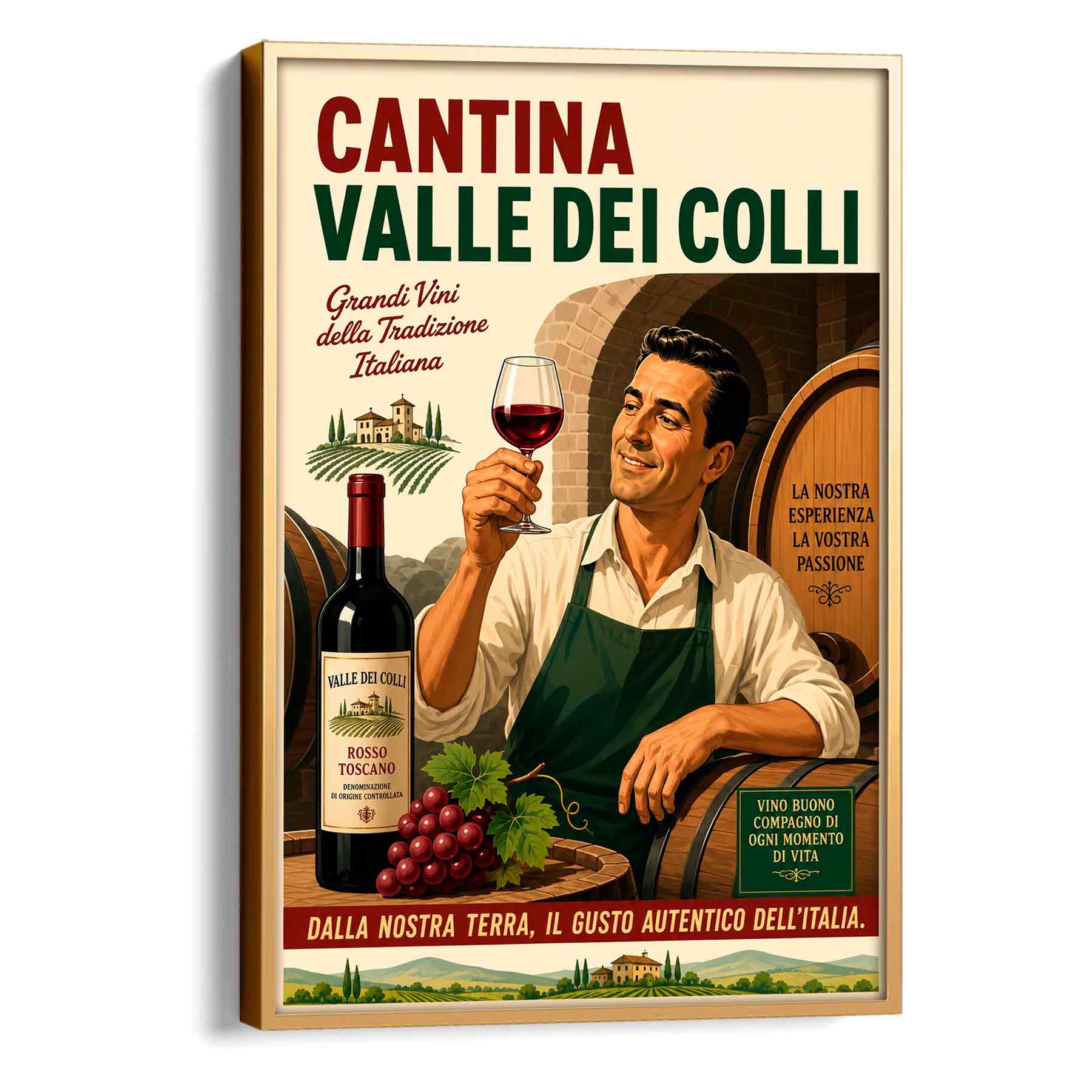 Juliste viini Cantina valle di colli LÖ 40×55 50x70aa