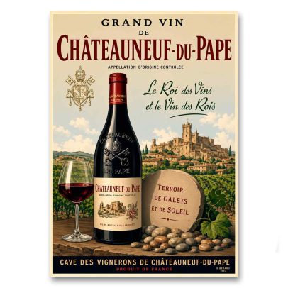 Juliste Châteauneuf-du-Pape - Le Roi des Vins et le Vin des Rois