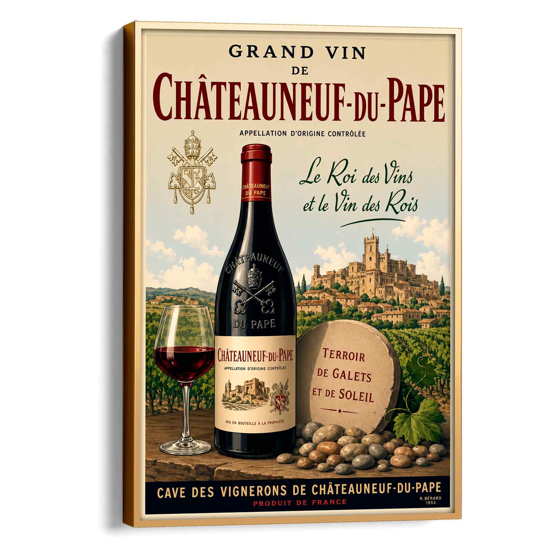 Juliste viini Chateauneuf du pape 2 LÖ 40×55 50x70aa