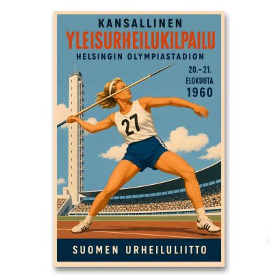 Juliste Kansallinen yleisurheilukilpailu Helsinki 1960